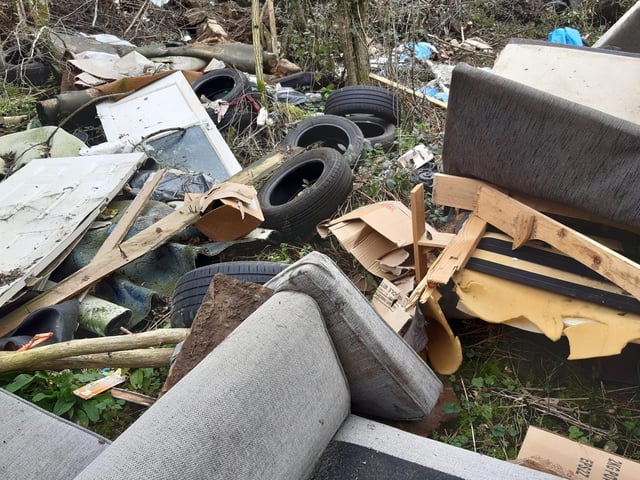 Some of rubbish dumped near the old Lias line