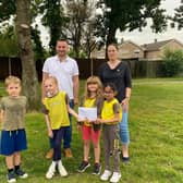 Radford Semele youngsters Robyn, Alice, Owen and Dia raised £300 for Aid for Ukraine by holding a fun day in the village. Picture supplied,