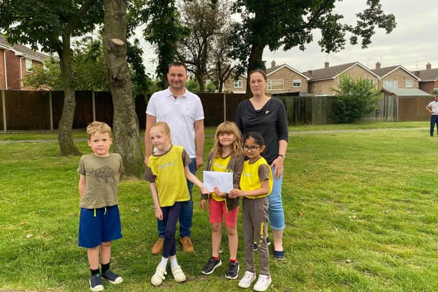 Radford Semele youngsters Robyn, Alice, Owen and Dia raised £300 for Aid for Ukraine by holding a fun day in the village. Picture supplied,