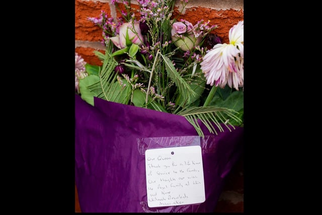 One of the tributes left near the civic centre in Whitnash. Photo by Mike Baker