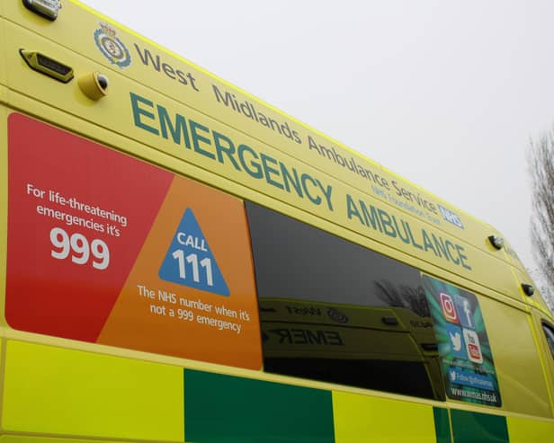 A woman has been taken to hospital after a crash involving two cars in Warwick. Photo by West Midlands Ambulance Service.