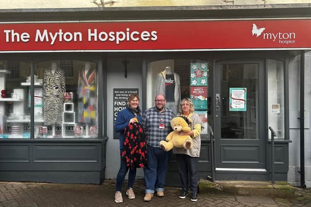 Members of the Shipston Myton Hospice charity shop, Sue, Anthony and Joanne.