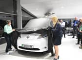 Janette Ackerley and Rosita Page unveiling vehicle
