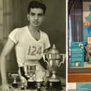 The new display tells the story of Horace Boyer’s journey from India to Leamington Spa in 1947. Picture shows a photo Horace Boyer and a photo of the new display inside the Market Hall Museum. Photos supplied by Warwickshire County Council.