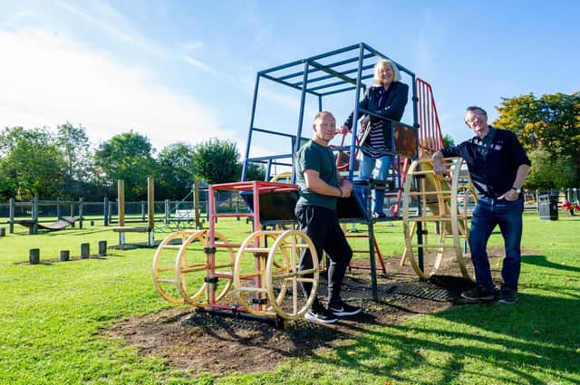From left to right: Jools Kirton, Jane Thomas and Cllr Norman Thomas at Bishops Itchington play area. Photo Mike Baker
