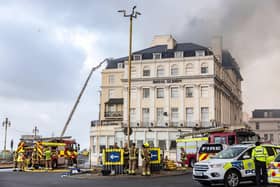 Firefighters continued to tackle the blaze at the Royal Albion Hotel in Brighton on Sunday morning, July 16