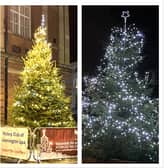 L/R: The Leamington and Whitnash Trees of Light 2024. Photos supplied.