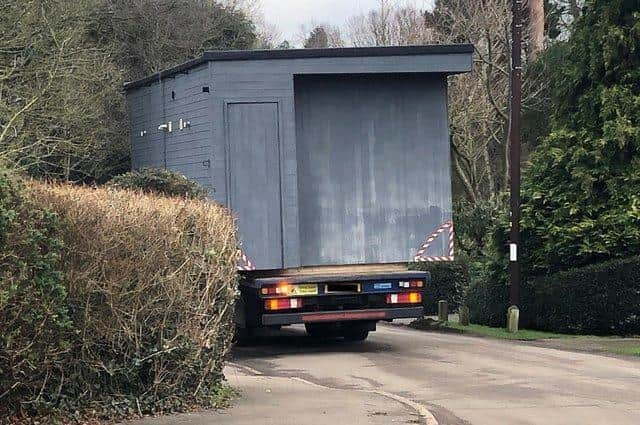 A photo taken some months ago, showing pods being delivered to the hotel.