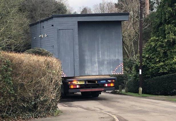 A photo taken some months ago, showing pods being delivered to the hotel.