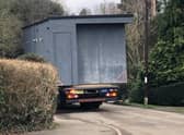 A photo taken some months ago, showing pods being delivered to the hotel.