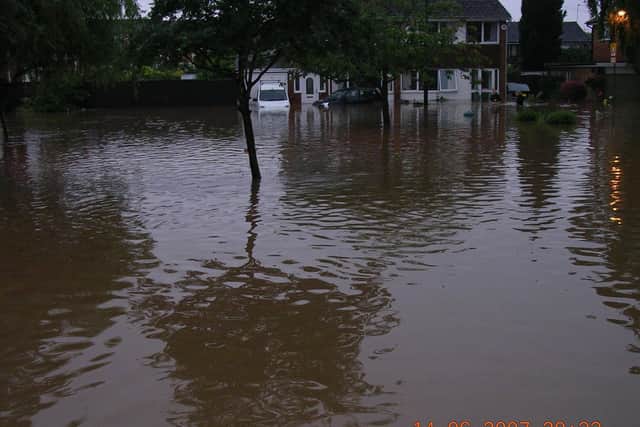 Flooding in New Street, Cubbington in 2007. Photo by Helen Ayres.