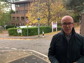 Matt Western outside Warwick District Council's Riverside House headquarters in Leamington