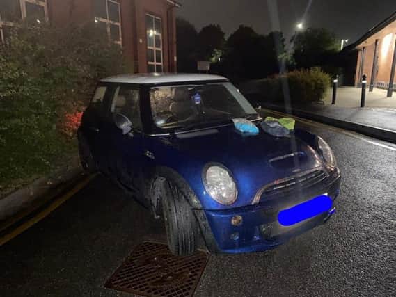 Police spotted this stolen Mini being driven around Leamington and arrested two people inside.