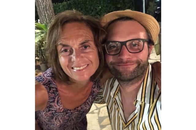 Adam McCulloch with mum Christine McCulloch . Photo by Rare Book Auctions