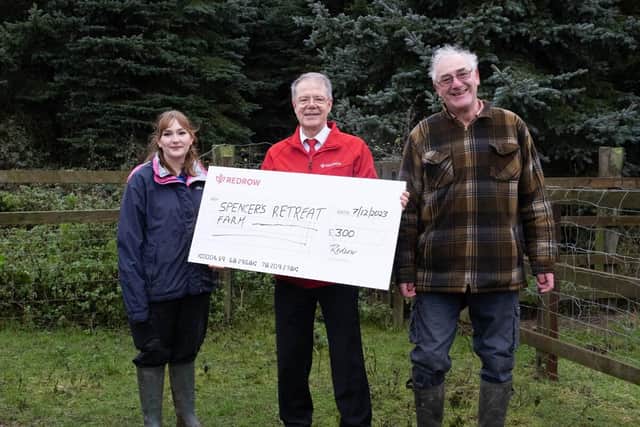 A charity-run farm near Kenilworth has said ‘thank ewe’ to a Warwick housebuilder for supporting its additional needs facilities through a donation.
Redrow Midlands has donated £300 to Spencer’s Retreat Farm, which is a six-acre charity-run farm and offers a variety of experiences for residents of all ages living with disabilities. Photo supplied by Redrow Midlands