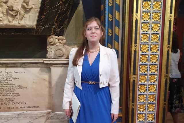 Nefeli Terzopoulou in Westminster Abbey. Photo supplied