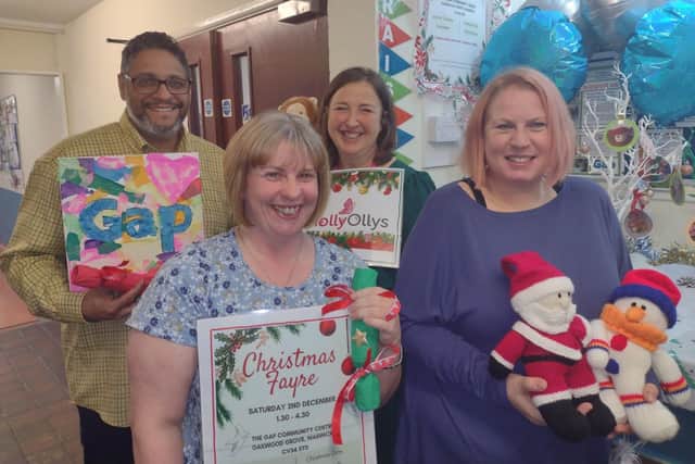 Left to right: The Gap director Marcos Campos, craft fair organiser Emma Joyce Smith, Molly Ollys co-founder Rachel Ollerenshaw, and The Gap general administration manager Mandy Burford getting ready for the charity Christmas craft fair at The Gap community centre. Photo supplied