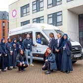 Pupils at Eden Girls’ School in Coventry with their new school minibus sponsored by local housing provider Orbit.