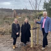Pictured at Lyttelton Road Wildlife Community Garden local resident Liza with Kerry Paget (WDC housing) and Cllr Jan Matecki. Photo supplied