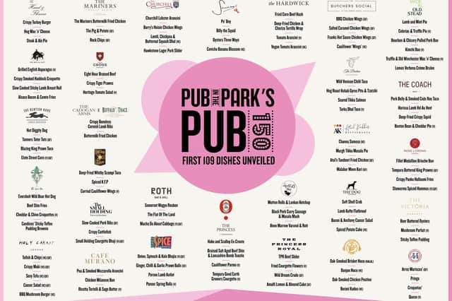The menu line-up for Warwick's Pub in the Park festival, which is due to be held in June, has been announced