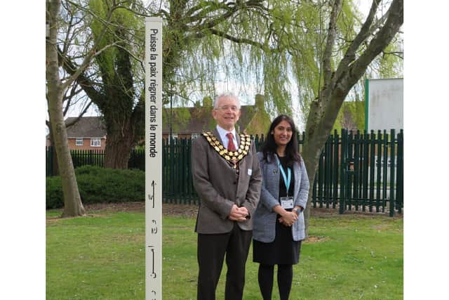 Cllr Graham Foster, Mayor of Southam, with Southam College teacher Nadia Savage. Photo supplied