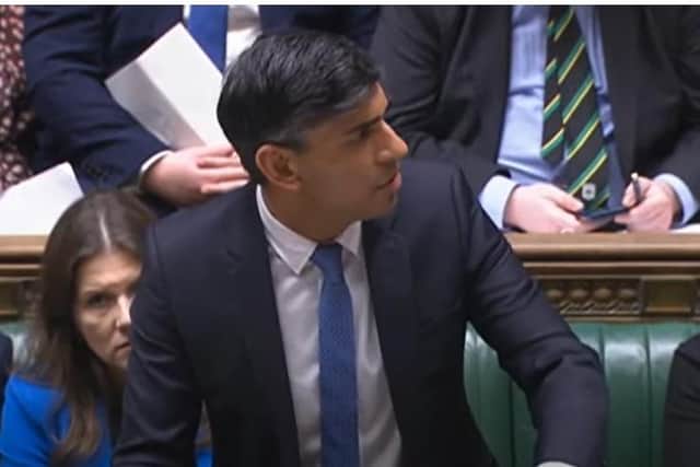 Rishi Sunak responds to Matt Western at today's PMQs. Picture taken from the UK Parliament Youtube Channel.