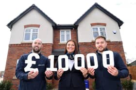 Myles Gorey, Megan Fitzsimons and Shane DeHayes launch the £10,000 Miller Homes Community Fund.