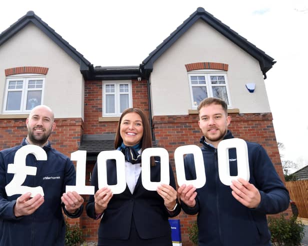 Myles Gorey, Megan Fitzsimons and Shane DeHayes launch the £10,000 Miller Homes Community Fund.