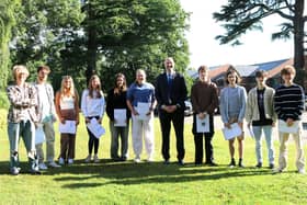 A-level pupils with Headmaster, Mr Grove du Toit, at Princethorpe College this morning.