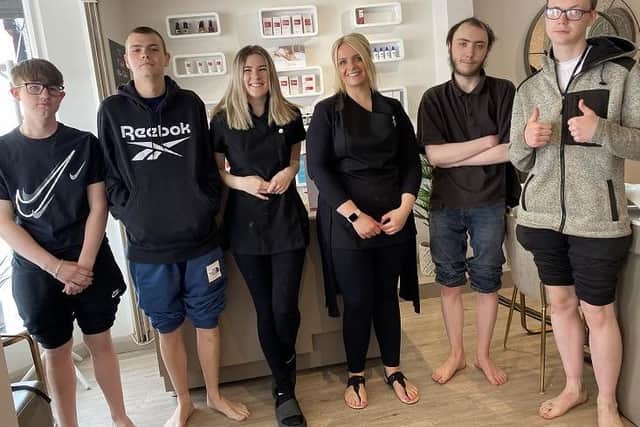 Fundraisers with the leg waxing team.