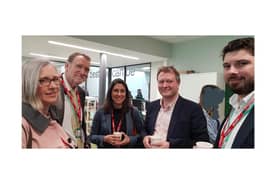 Liberal Democrat Parliamentary Candidate for Kenilworth & Southam Jenny Wilkinson, with Cllr Nigel Rock, Nazanin Zaghari Ratcliffe andher husband Richard and Cllr Louis Adam at the event at Southam College. Picture supplied.