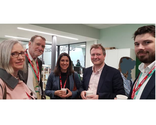 Liberal Democrat Parliamentary Candidate for Kenilworth & Southam Jenny Wilkinson, with Cllr Nigel Rock, Nazanin Zaghari Ratcliffe andher husband Richard and Cllr Louis Adam at the event at Southam College. Picture supplied.