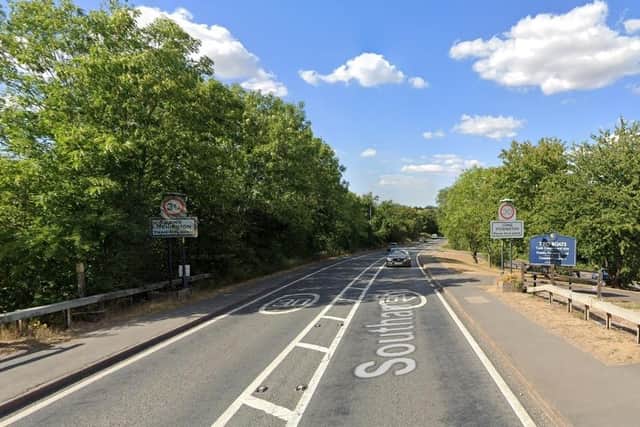 Hundreds of Long Itchington residents have signed a petition calling for the introduction of average speed cameras in their village. One area of concerns is a section of Southam Road near the Two Boats pub where the speed limit changes. Photo by Google Streetview