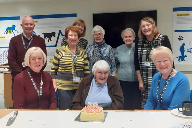 Charity collector Margaret Kite celebrated her 90th Birthday this week and last Wednesday the Kenilworth Guide Dogs Fundraising Group held a birthday party for her at the Regional Guide Dogs Centre in Leamington. Photo supplied