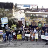 Villagers and supporters outside Shawell quarry on Saturday. Picture Andrew Carpenter