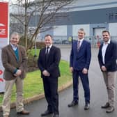 Rugby MP Mark Pawsey is pictured with Quartzelec’s operations director Keith Evans, international business development & LTSA leader Stephen Densley - and business manager Matt Brown.