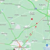The road has been blocked off on A439 Warwick Road near Snitterfield, both ways between Sand Barn Lane and Stratford Road, near Dobbies Garden Centre.