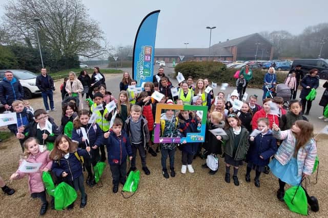 Schoolchildren launch the campaign at Lutterworth Sports Centre