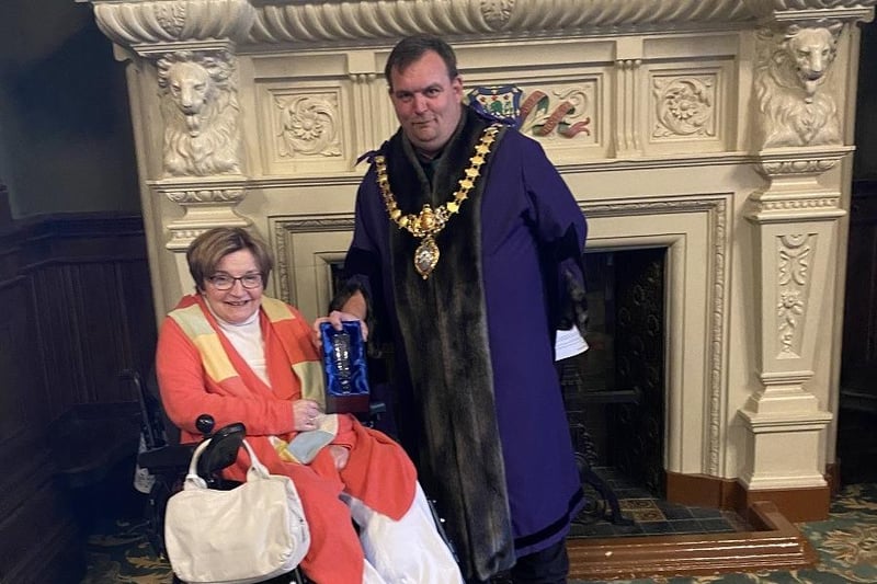 Delia Button received an award  for her longstanding contribution to the life of our community including volunteering and charity work. Despite suffering from a debilitating illness since she was a teenager, Delia has raised thousands of pounds for charities over the years.