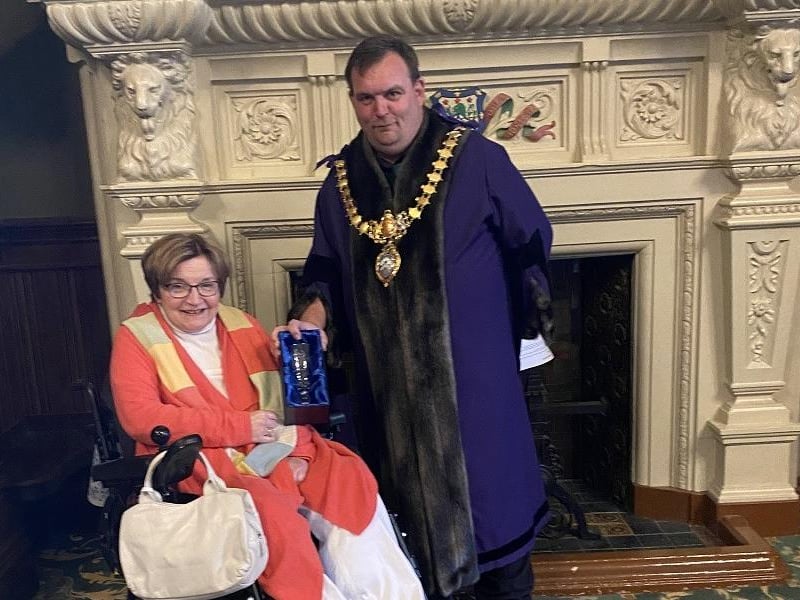 Delia Button received an award  for her longstanding contribution to the life of our community including volunteering and charity work. Despite suffering from a debilitating illness since she was a teenager, Delia has raised thousands of pounds for charities over the years.
