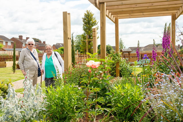 Two Cubbingtonians admire the new sensory garden at the Recreation Ground in Cubbington.