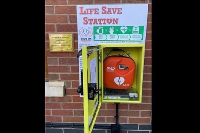 The newly-installed defibrillator. Photo courtesy of Naomi Issitt.