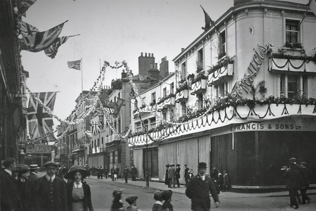 E. Francis & Sons store in Bath Street during the King George coronation in 1911
