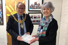 Leamington Mayor Cllr Alan Boad with Margaret Rushton, the secretary of The Leamington History Group. Picture supplied.