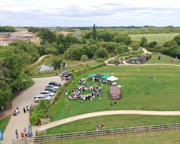 An aerial shot of the allotments being unveiled in Upper Lighthorne