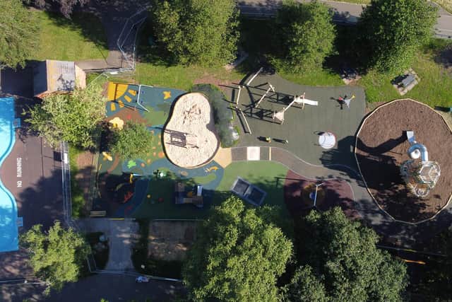 An aerial view of the new play area in Victoria Park. Picture courtesy of Warwick District Council.