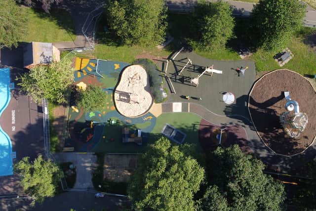 An aerial view of the new play area in Victoria Park. Picture courtesy of Warwick District Council.