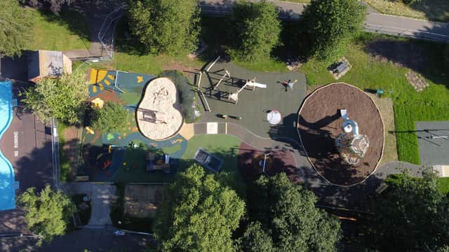 An aerial view of the new play area in Victoria Park. Picture courtesy of Warwick District Council.