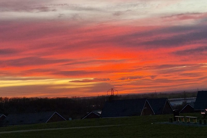 The beautiful sunset over the Rugby area on Sunday February 5, taken by Jack White