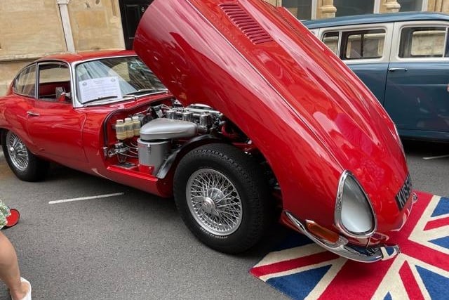 Vintage cars on display.